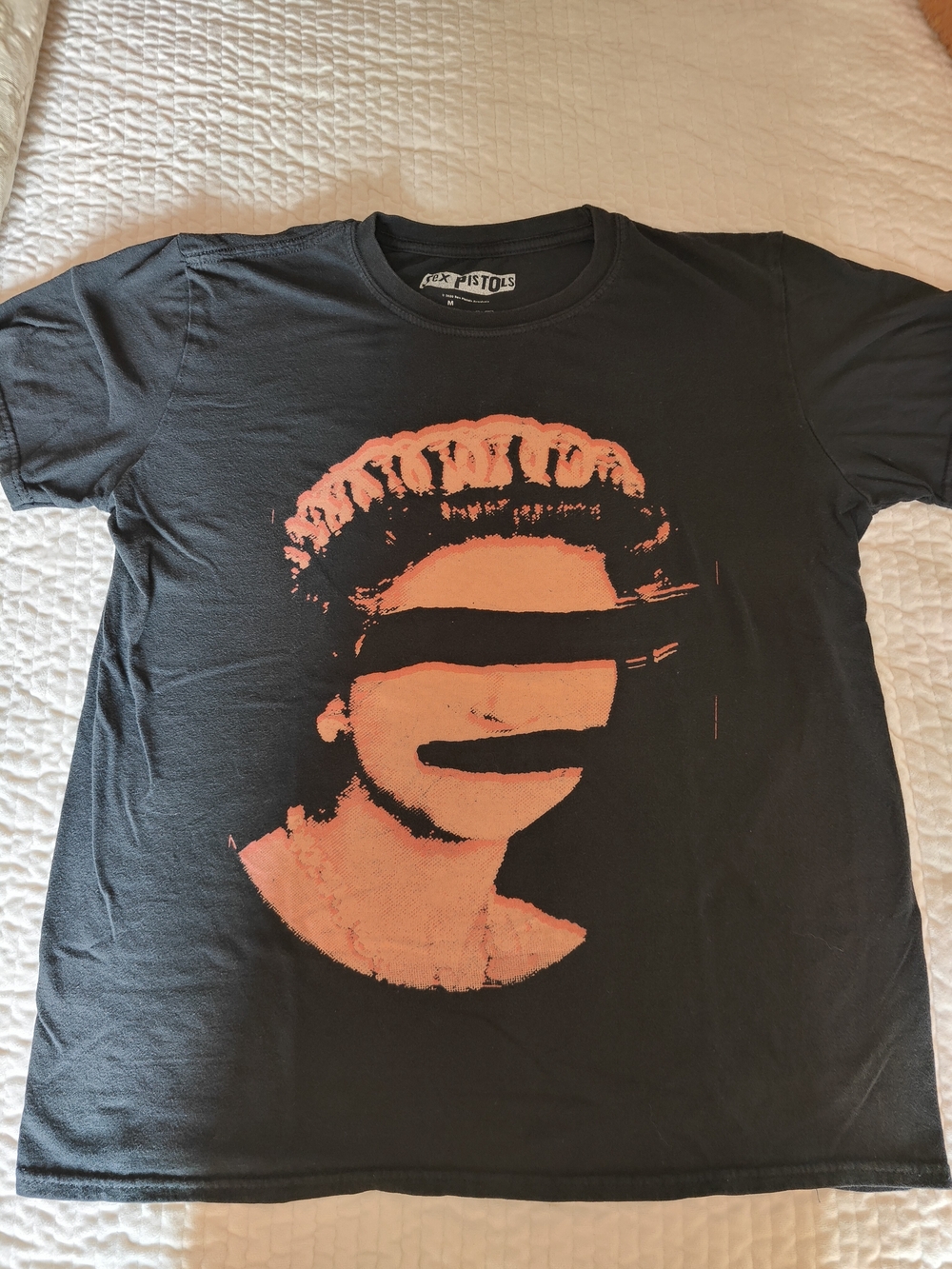 Unisex Sex Pistols Black Graphic Tee with Orange Print